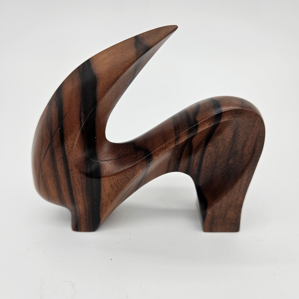 MCM Rosewood Stylized Polished Antelope Sculpture Abstract Organic Curves